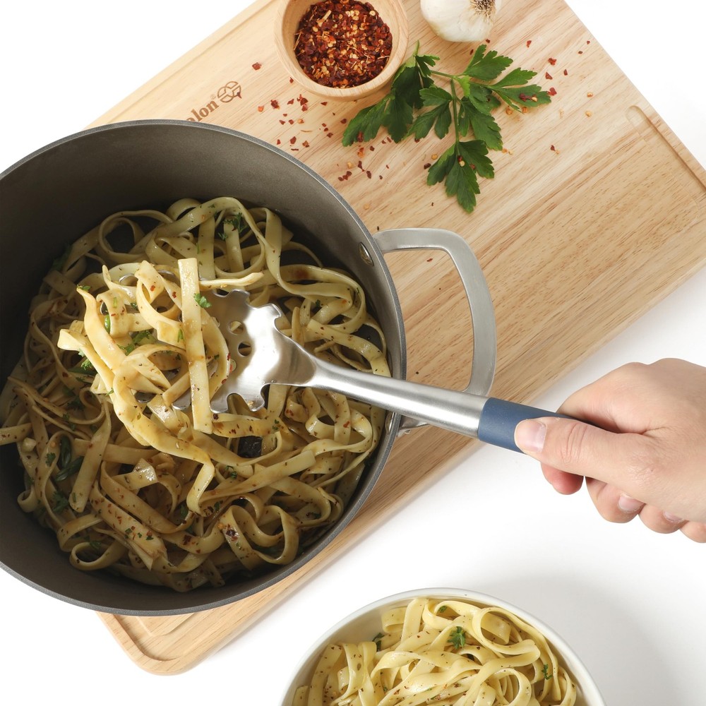 Edge Pasta Server tool Navy Blue with Rubber kitchen Turner tool