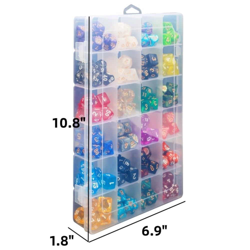 2 Pack DND Dice Storage Box Each 24 Grids Polyhedral Dice Organizer with Remo...