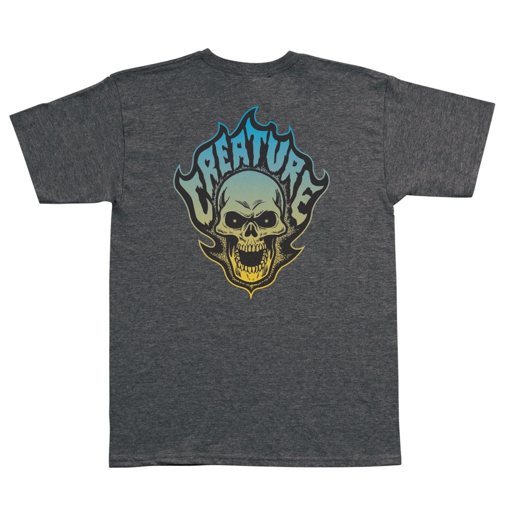 Creature Skateboards Bonehead Flame T-Shirt Dark Heather