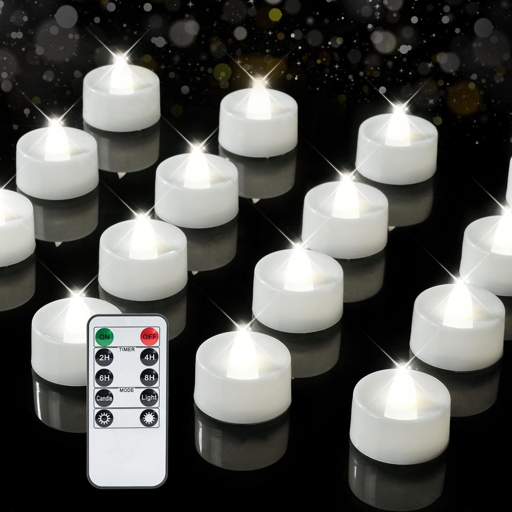 BEICHI Remote Candles, 12 Pack Timer 12-Pack, Pure White Light, Shell