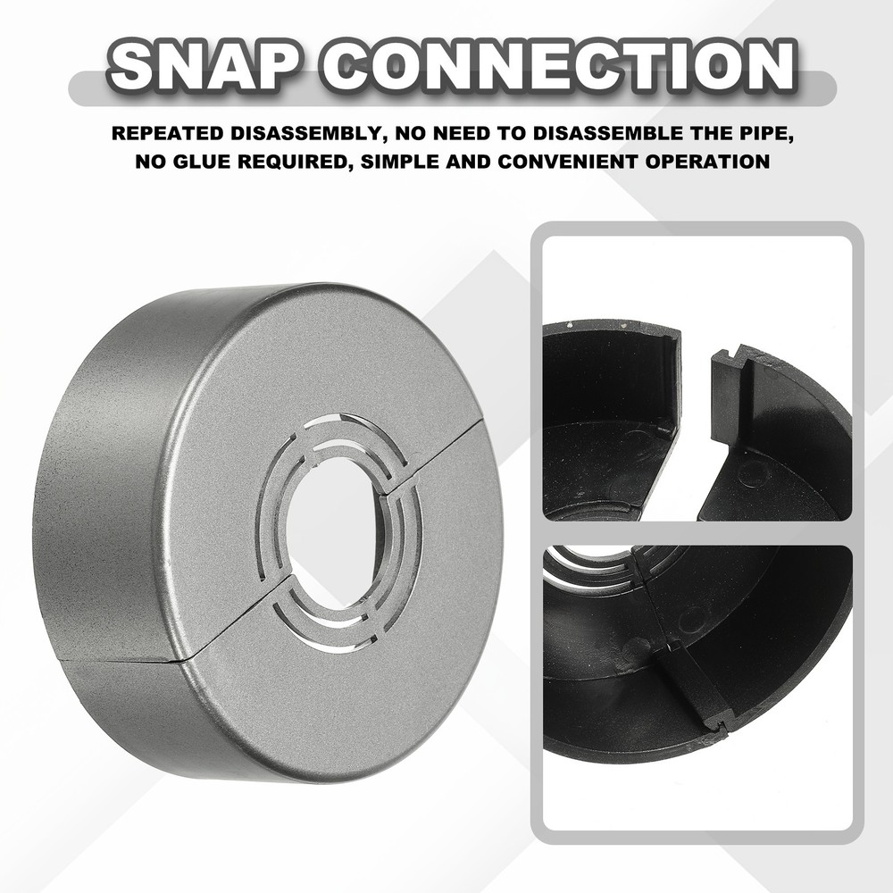 2pcs Wall Split Flange 0.98" Plastic Round Split Flange Pipe Cover, Gray