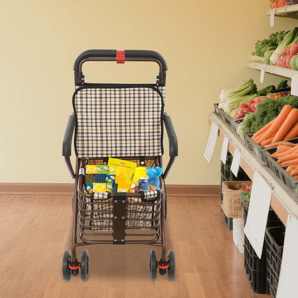 Foldable Rollator Walker with Seat, 330 lbs Capacity, Padded Seat & Backrest