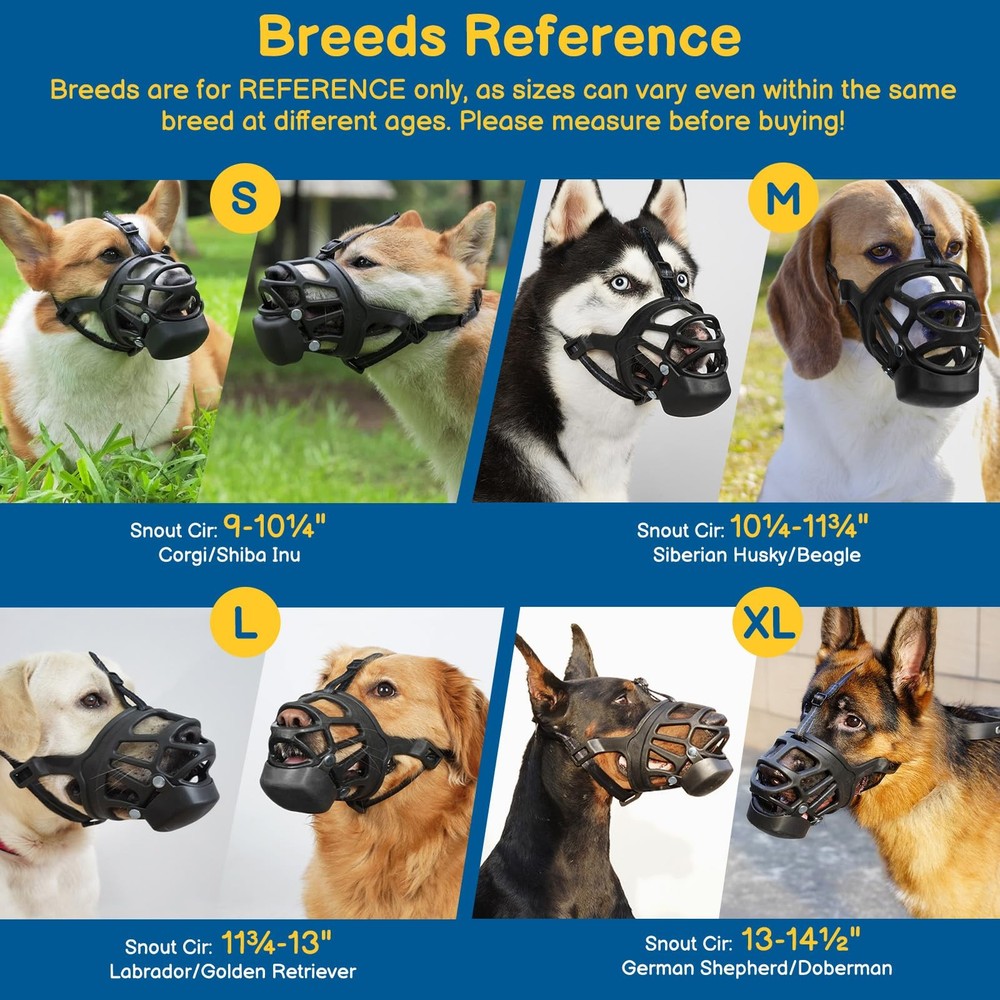 Basket Muzzle for Large Dogs, Humane Muzzle to Prevent Biting and Scavenging,...