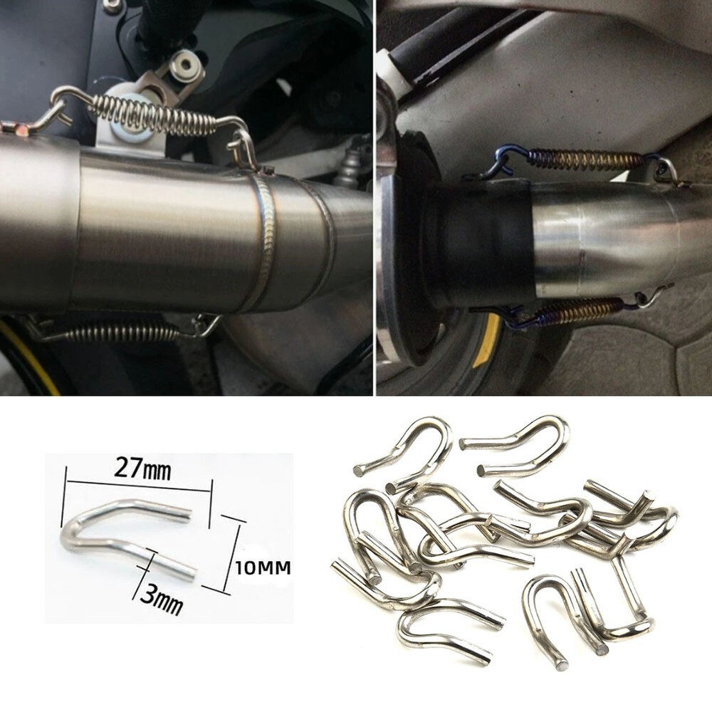 12PCS Universal Motorcycle Exhaust Pipe Springs Fasteners Spring Welding Hook