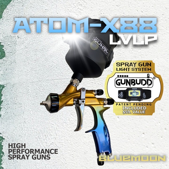 Atom X88 Infinity Spray Gun 1.3 And 1.4mm Tip Combo Gravity Feed, Pro Auto Tool!