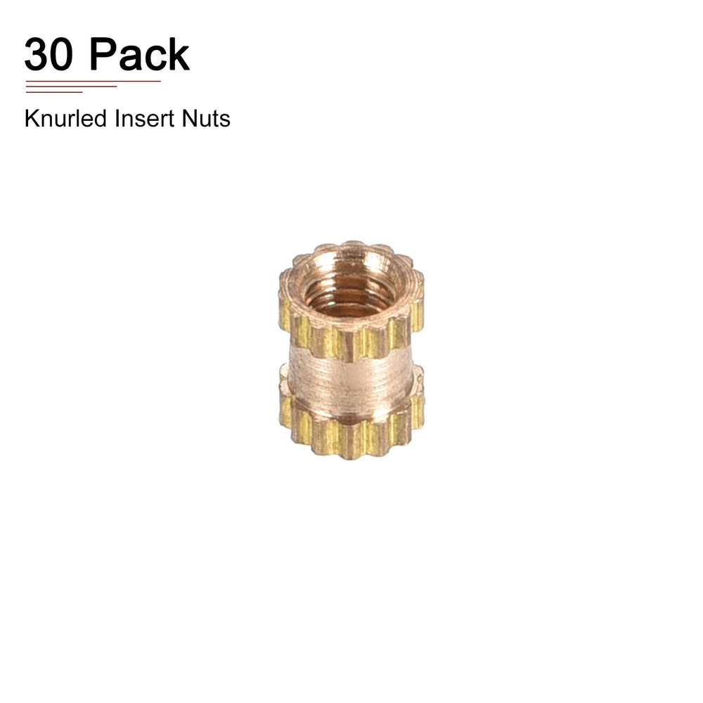 M2.5x4x3.5mm(IDxLxOD) Knurled Insert Nuts - 30 Pack - Good for Plastic Shells