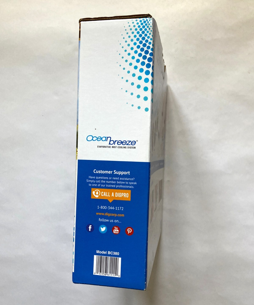 Ocean Breeze Evaporative Mist Cooling System Stay 20° Cooler Complete Kit BC380