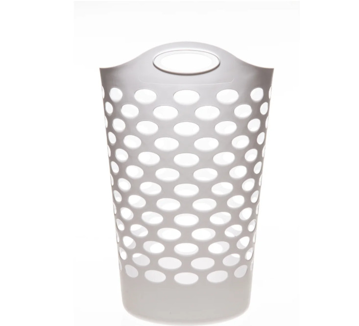 (3 pack) Mainstays Plastic Round Laundry Hamper, White, with Carrying Handles