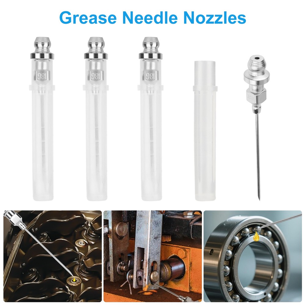 9PCS Grease Gun Needle Nozzle Kit with Injector, Rubber Adapter & Fitting Tools