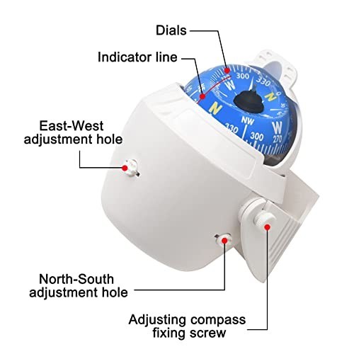 Flush Mount Marine Compass with Light - Pivoting Dashboard Compass for Boat & Ca