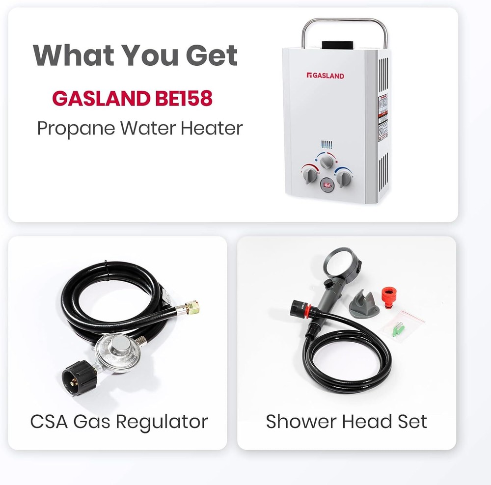 Gasland Portable Tankless Gas Water Heater Hot Tub Poolside Shower Outdoor Camp
