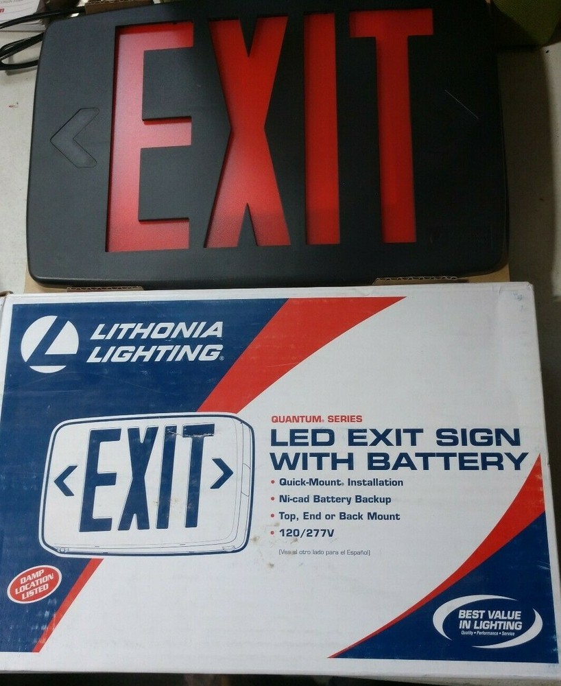 Lithonia Lighting LED Exit Sign With Battery Quantum Series