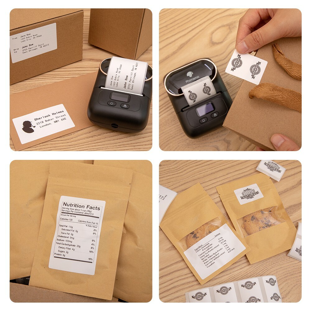 Phomemo M110 Pocket Thermal Printer Mobile Bluetooth Label Maker + 3 Rolls Paper