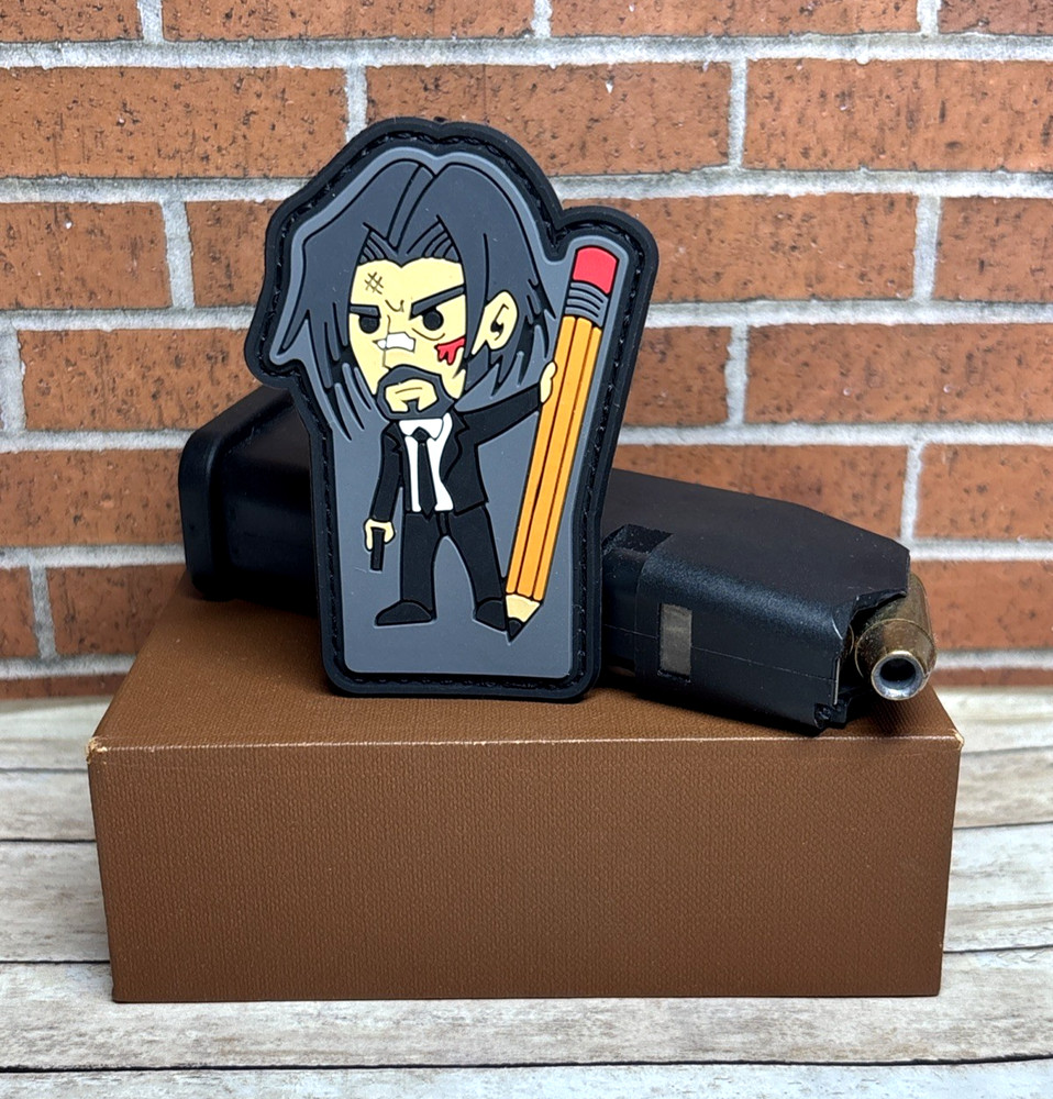 Tactical PVC Patch - John Wick Gun Patch - Hook Loop Morale Wick Pencil Patch