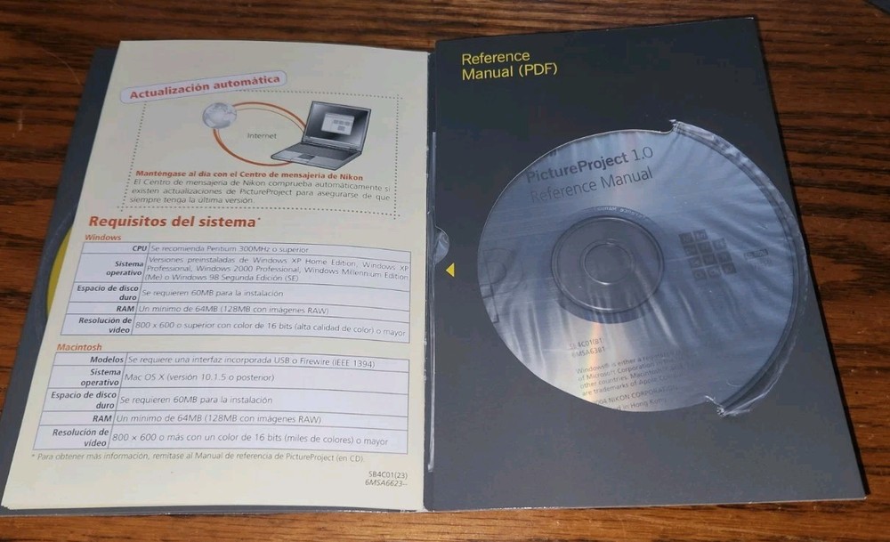 Nikon Picture Project 1.0 Software & Manual CD's Windows & MAC