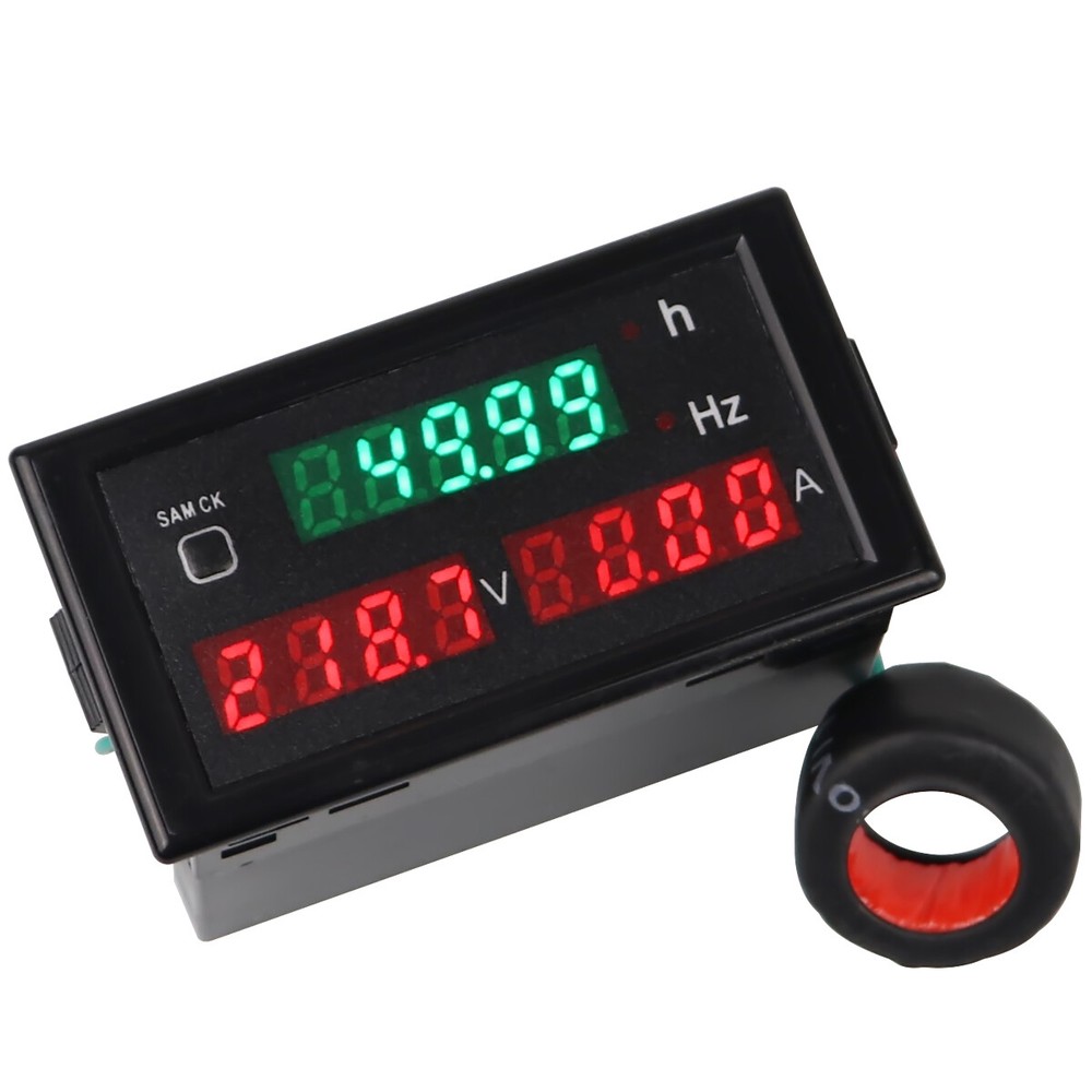 AC 80-300V 100A 45-65Hz Digital Voltmeter Frequency Volt Amp Time Panel Meter