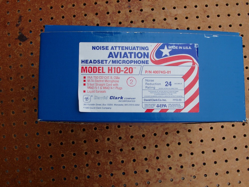 DAVID CLARK H10-20 AVIATION PILOT HEADSET MICROPHONE NEVER USED + ISSUE
