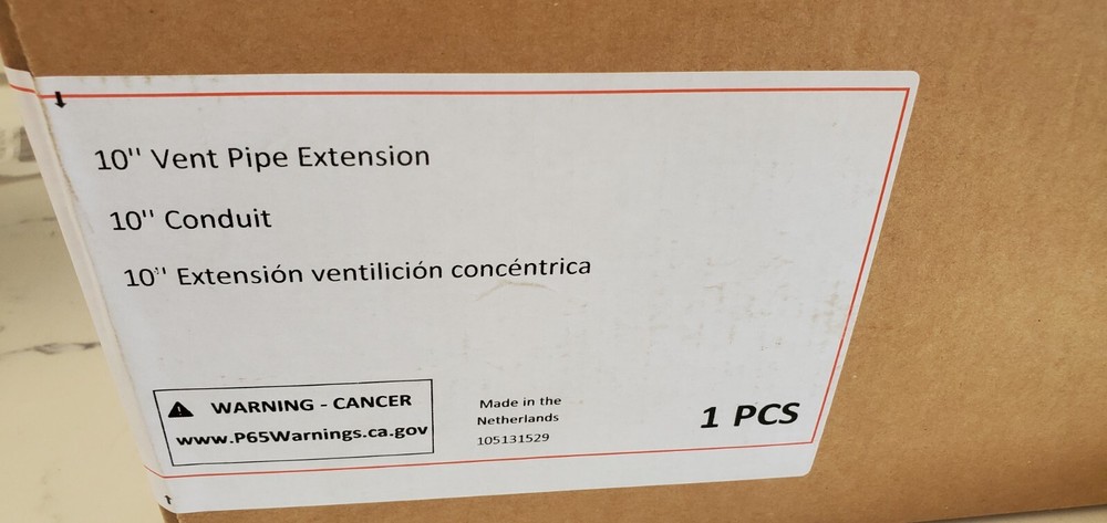 Rinnai 10" Vent Pipe Extension 224051 Ubbink Tankless Hot Water