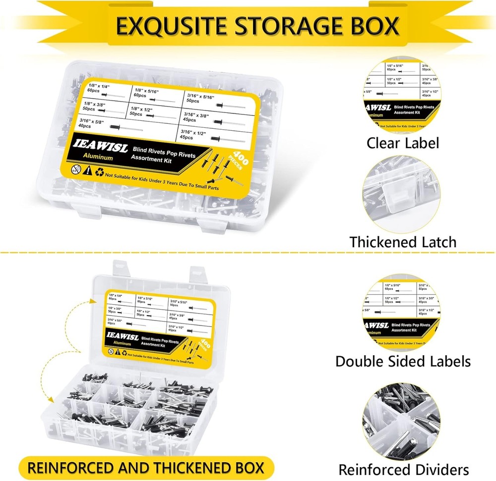 Black Aluminum Pop Rivets Kit