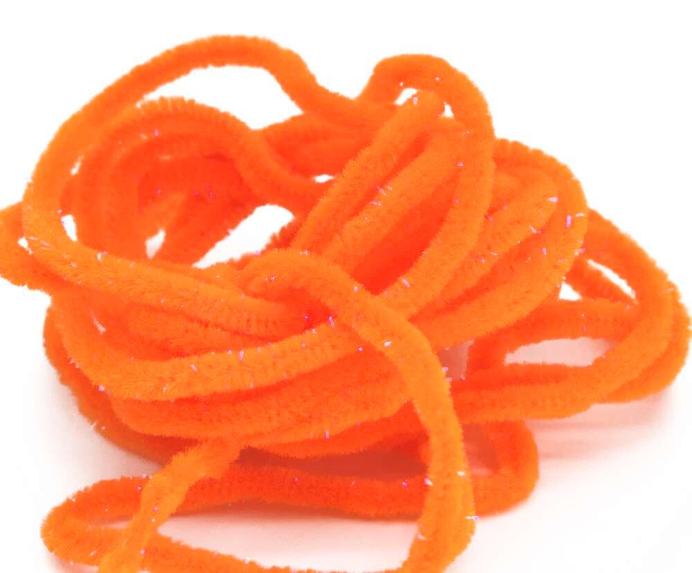 Sparkle Worm Chenille - Fl. Orange - Fly Tying Materials