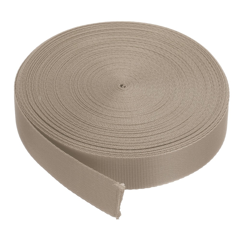 Flat Nylon Webbing Strap 1 Inch 20 Yards Champagne for Backpack, Luggage-rack