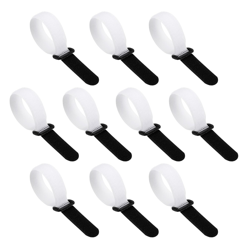 10pcs Reusable Cinch Straps 0.8"x8" Hook and Loop Cable Securing Straps, White