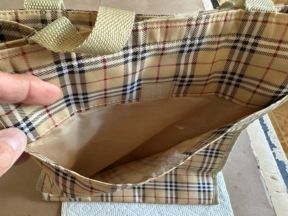 Vintage Tote Bag Designer House Check Pattern