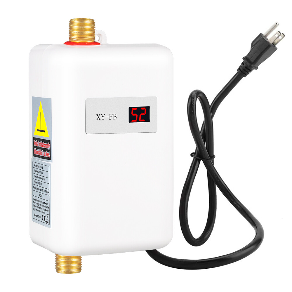 Digital Tankless Electric Instant Hot Water Heater Kitchen Shower Bathroom 3000W