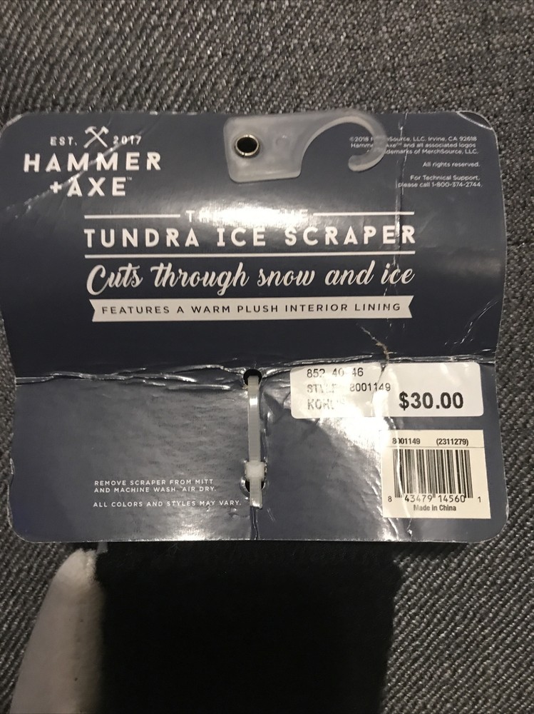 TUNDRA ICE SCRAPER- Hammer Axe- WARM PLUSH INTERIOR LINING-NWT