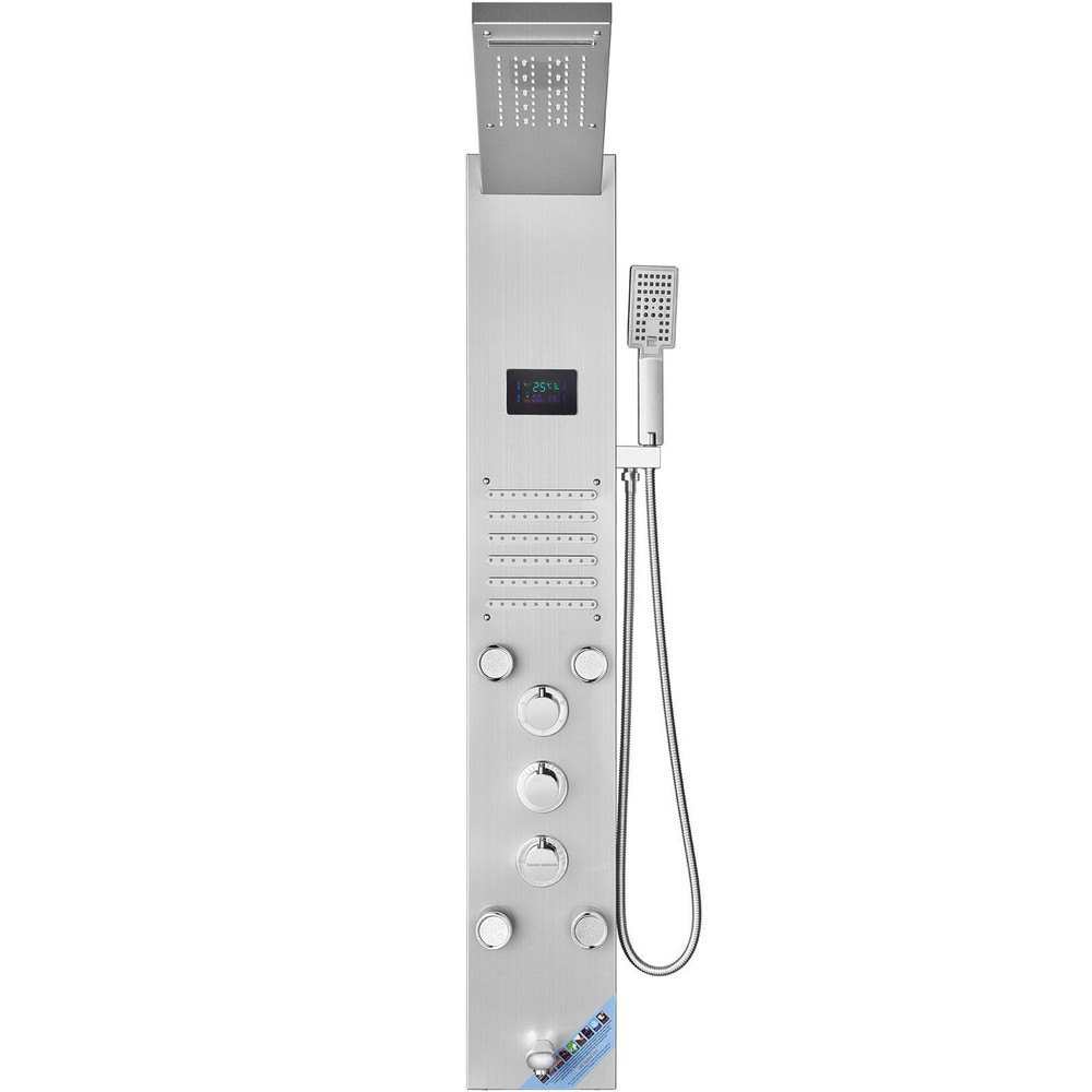 6-Mode LED Shower Panel, Rainfall & Waterfall, 5 Jets, Handheld, SS