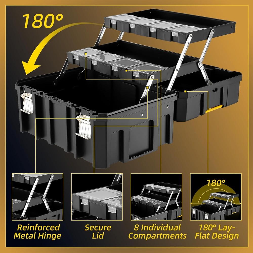 Stackable Toolbox 4 Piece Modular Rolling System Equipment Storage Garage