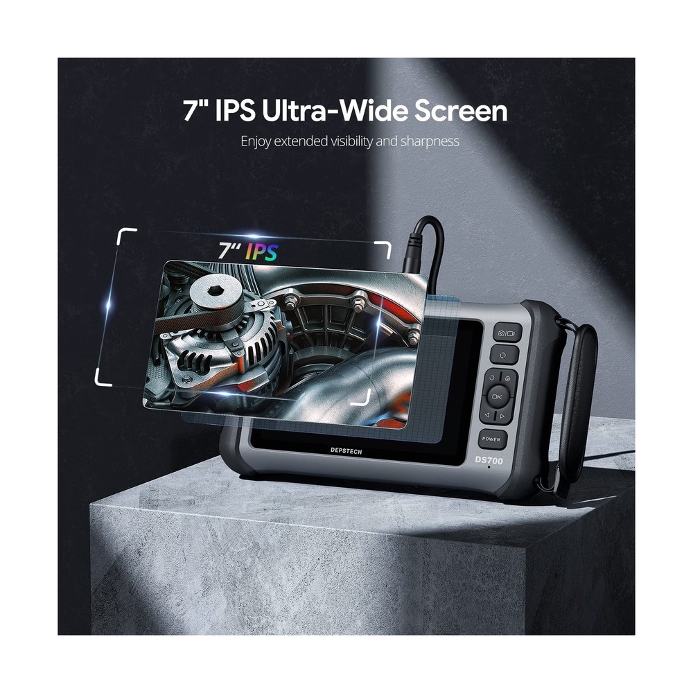 DEPSTECH 7'' IPS Screen Borescope, Triple Lens Endoscope Camera with Light, S...