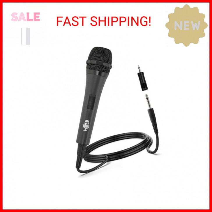 Singing Machine Wired Microphone for Karaoke, (Black) - Unidirectional Dynamic V