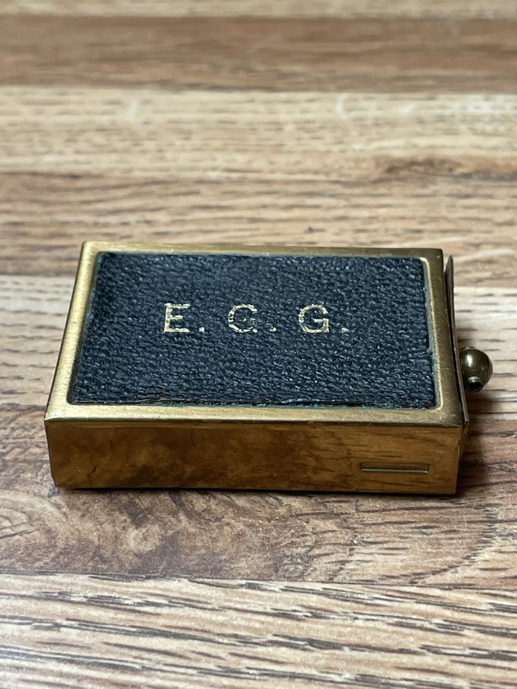 Vintage Brass Personalized Match Box Holder