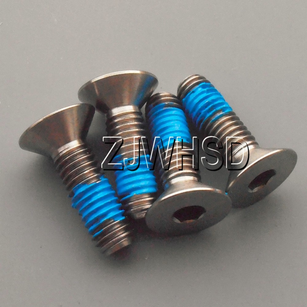 4pcs M6 x 20 Titanium Ti Screw Bolt Allen hex Socket Flat head with ThreadLocker