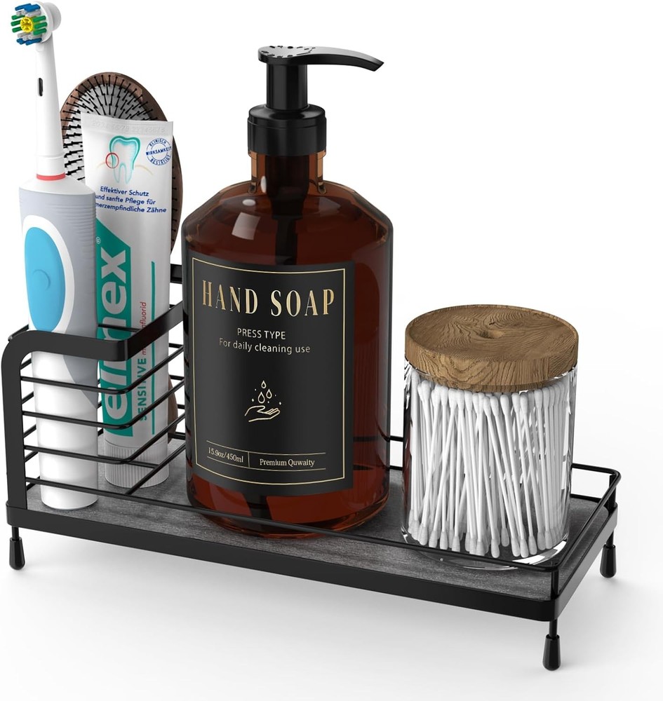 Toothbrush Holders, Bathroom Organizer Counter with Stone