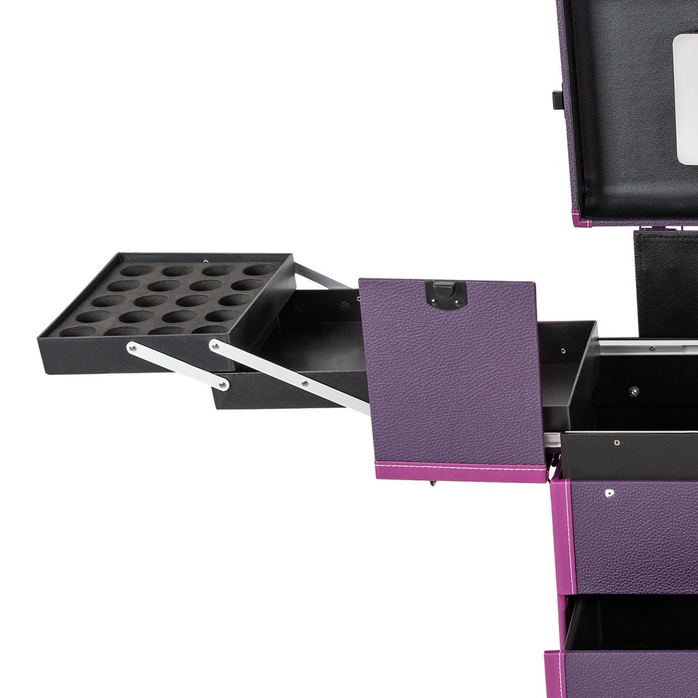 Rolling Makeup Case Beauty Organizer Box Lockable Cosmetic Case Trolley