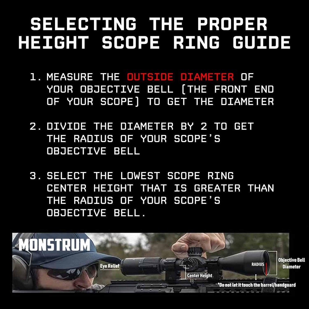 Monstrum Next Level Scope Rings with Integrated Bubble | Medium Profile