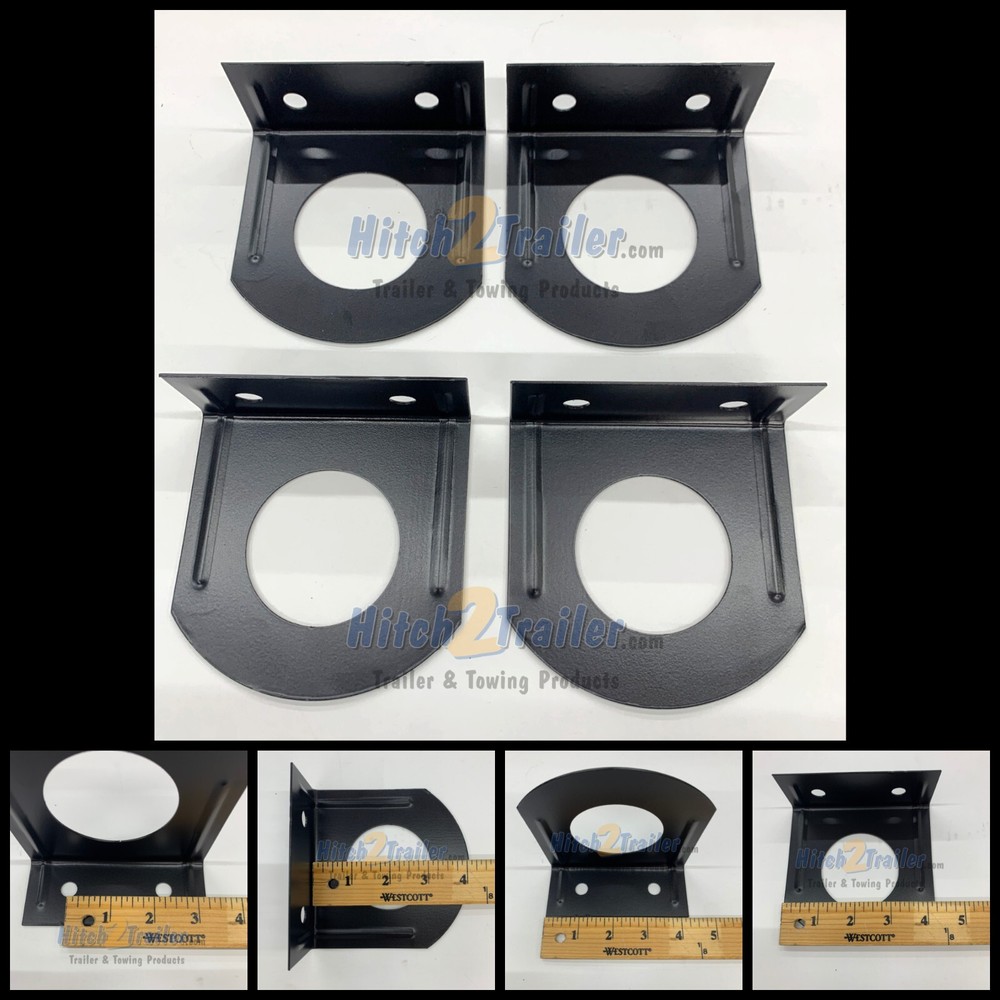 (4) Black Mounting Bracket for 2" Round Light Powder Coated trailer bolt on