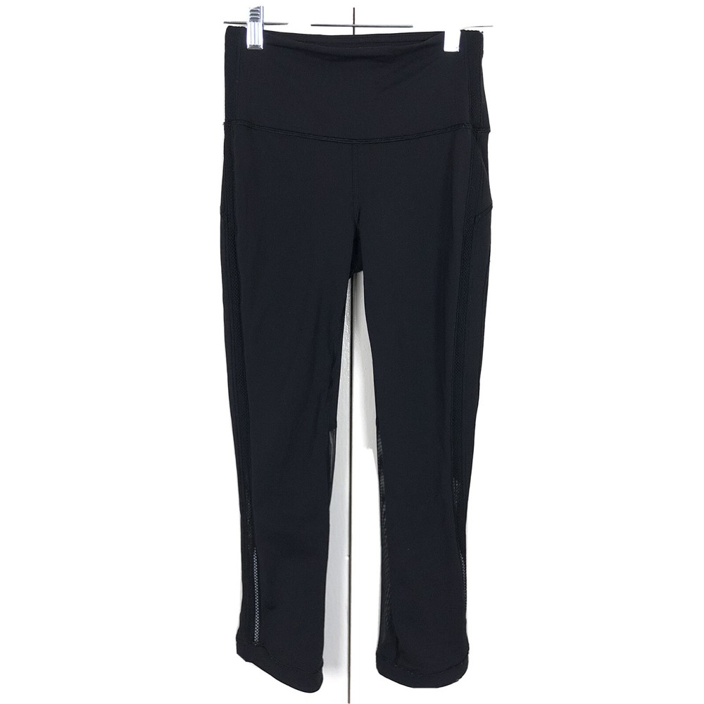 Lululemon Women’s Black Cropped Mesh Panel Leggings Size 2