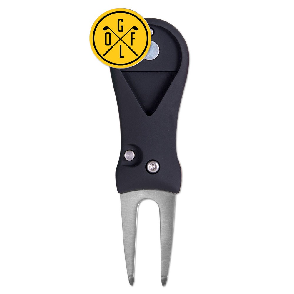 GOLF Logo (Multiple Colors) Golf Ball Marker w/ Switchblade Divot Tool