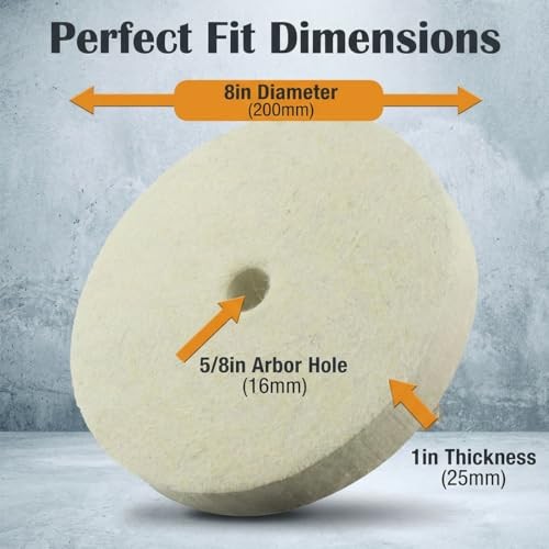 ??? ?? 8'' Hard Wool Felt Buffing Wheel - 5/8'' Arbor Hard Wool Felt Wheel