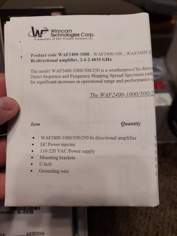 Winncom Tech WAF2400-1000 2.4GHZ Amplifier/Filter