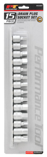 Auto Parent - Performance Tool W54287 15-Piece Drain Plug Socket Set With 11m...