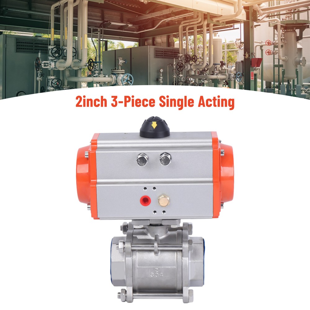 2" Pneumatic Air Actuated Ball Valve Stainless Single Acting Spring Return DN50