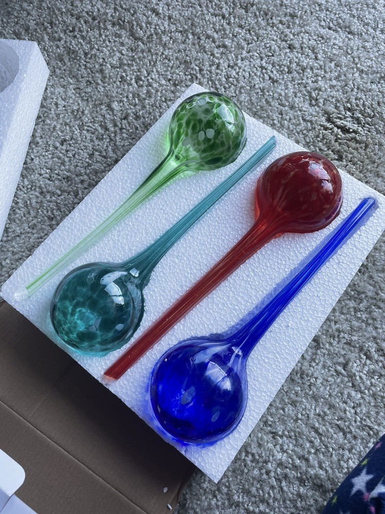 Blown Glass Plant Watering Globes, 4-Pack