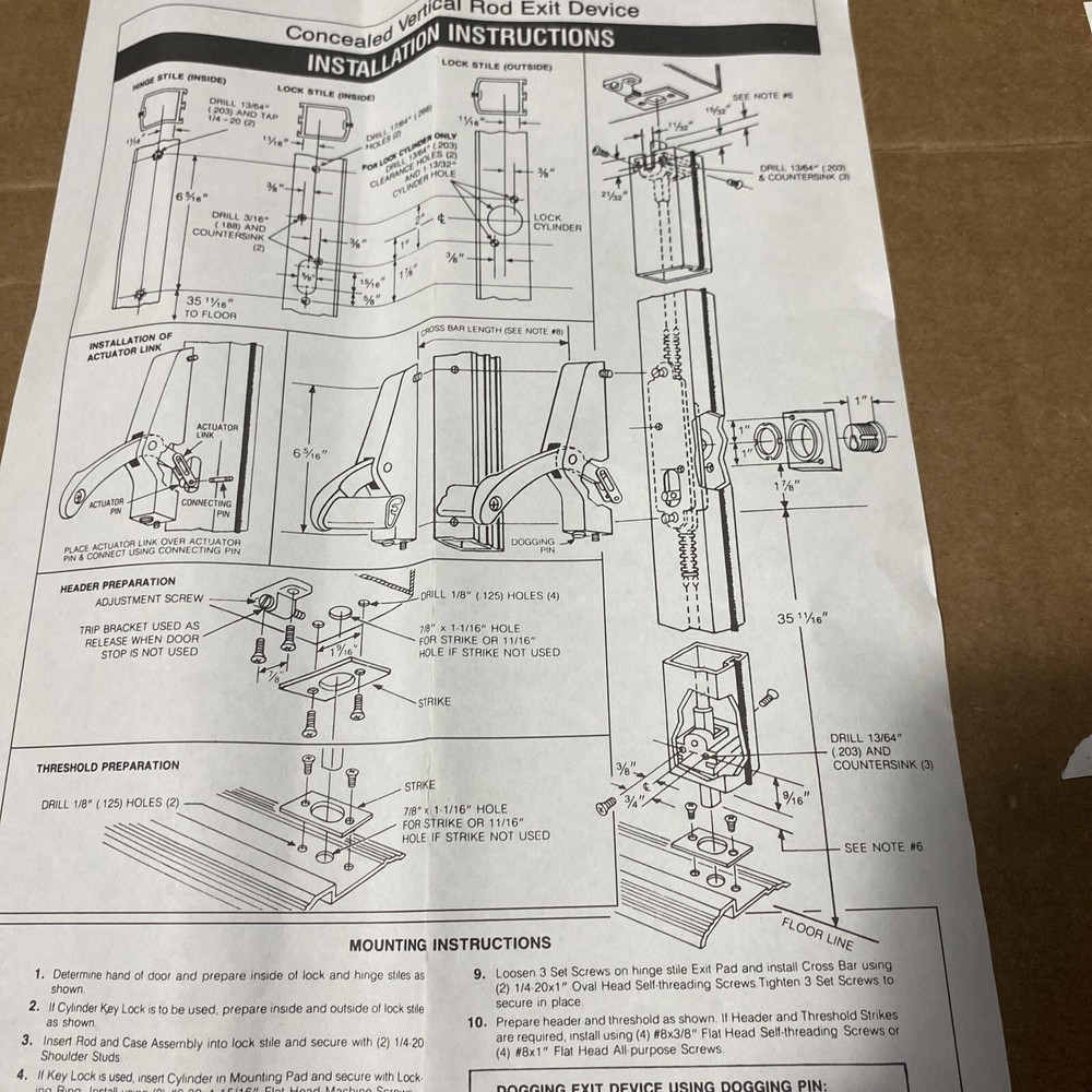 Brand New-Open Box-LSDA Crossbar Exit Device Model 1052DU