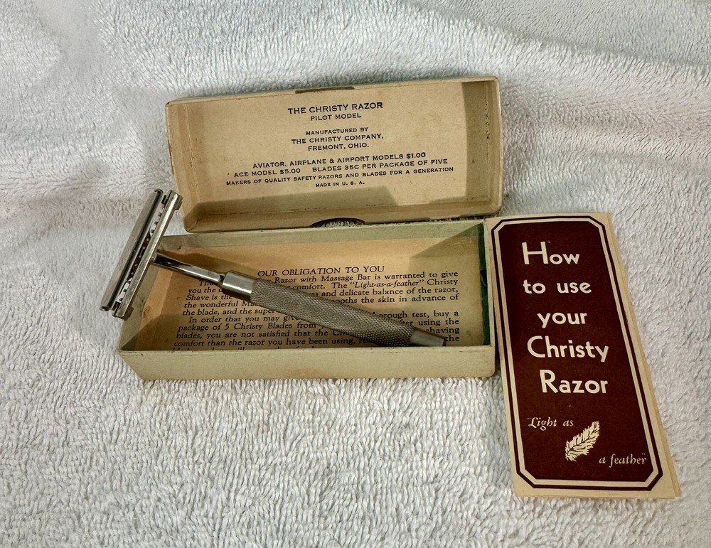 Vintage 1920’s  Christy Pilot Model  Razor  With Original Box & Instructions