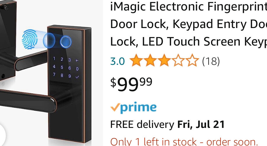 iMagic fingerprint & touchscreen digital lever lock, (flat/aged bronze)