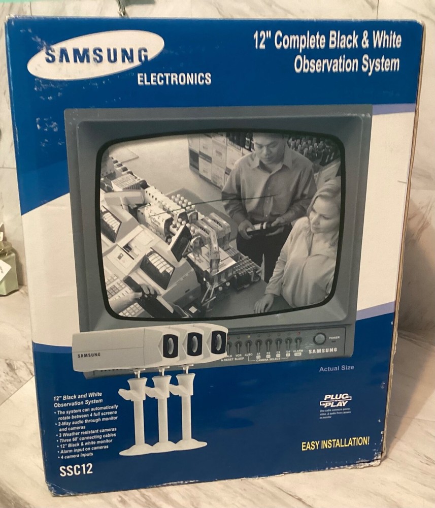 Samsung  SSC12  12"  B&W Observation Security System 3x Cams -NEW-